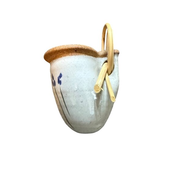 Vintage Made in Japan Speckled Floral Stoneware Bamboo Loop Wall Pocket - Picture 2 of 9